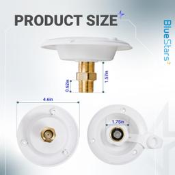 [Lifetime Warranty] RV City Water Inlet with Check Valve  - 3/4" NH Female to 1/2" NPT Male - Includes Screws & Teflon Tape thumbnail 2