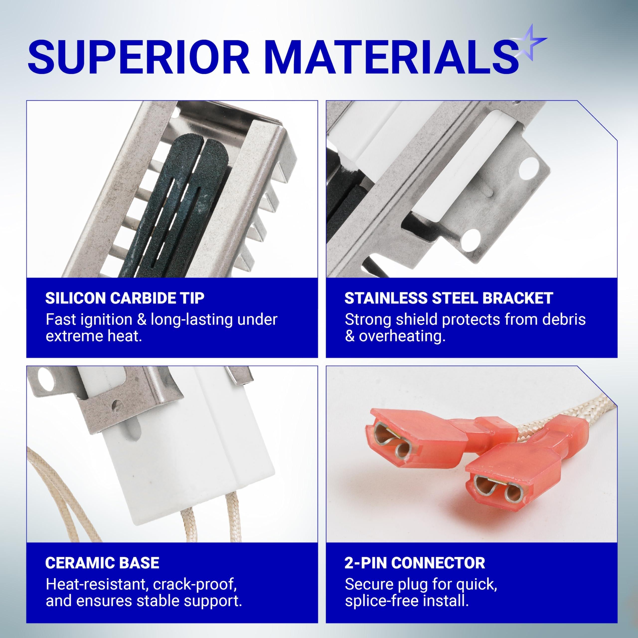 [Lifetime Warranty] AP5315579 Gas Range Oven Igniter - Compatible with Viking Range Ovens - Replaces PB040001 065650-000 702263 SGR40001 GR40001 792263- Includes 2 Igniters and 4 Ceramic Nuts image 1