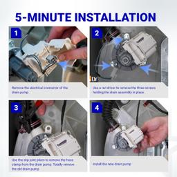 [Lifetime Warranty] W11399437 Washer Drain Pump - For Whirlpool WTW5000DW3 WTW5010LW0 WTW5105HW1 Maytag MVW4505MW1 MVW5430MW0 MVWC565FW3 Kenmore - Replaces W11259498 AP6974144 PS12731241 EAP12731241 thumbnail 7