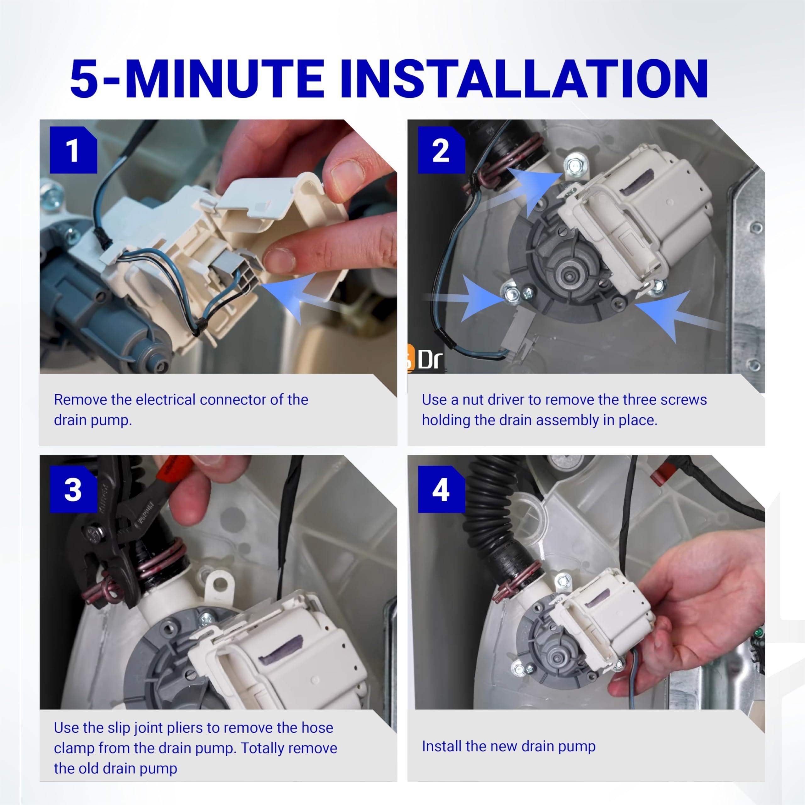 [Lifetime Warranty] W11399437 Washer Drain Pump - For Whirlpool WTW5000DW3 WTW5010LW0 WTW5105HW1 Maytag MVW4505MW1 MVW5430MW0 MVWC565FW3 Kenmore - Replaces W11259498 AP6974144 PS12731241 EAP12731241 image 7