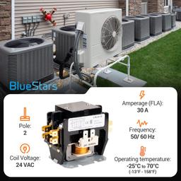 [Lifetime Warranty] 2 Pole Contactor 30 Amp 24VAC Coil thumbnail 1