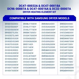 [Lifetime Warranty] DC47-00032A Dryer Heating Element Kit - Includes DC47-00018A, DC96-00887A, DC47-00016A, DC32-00007A for 3-Wire Samsung Dryers thumbnail 8