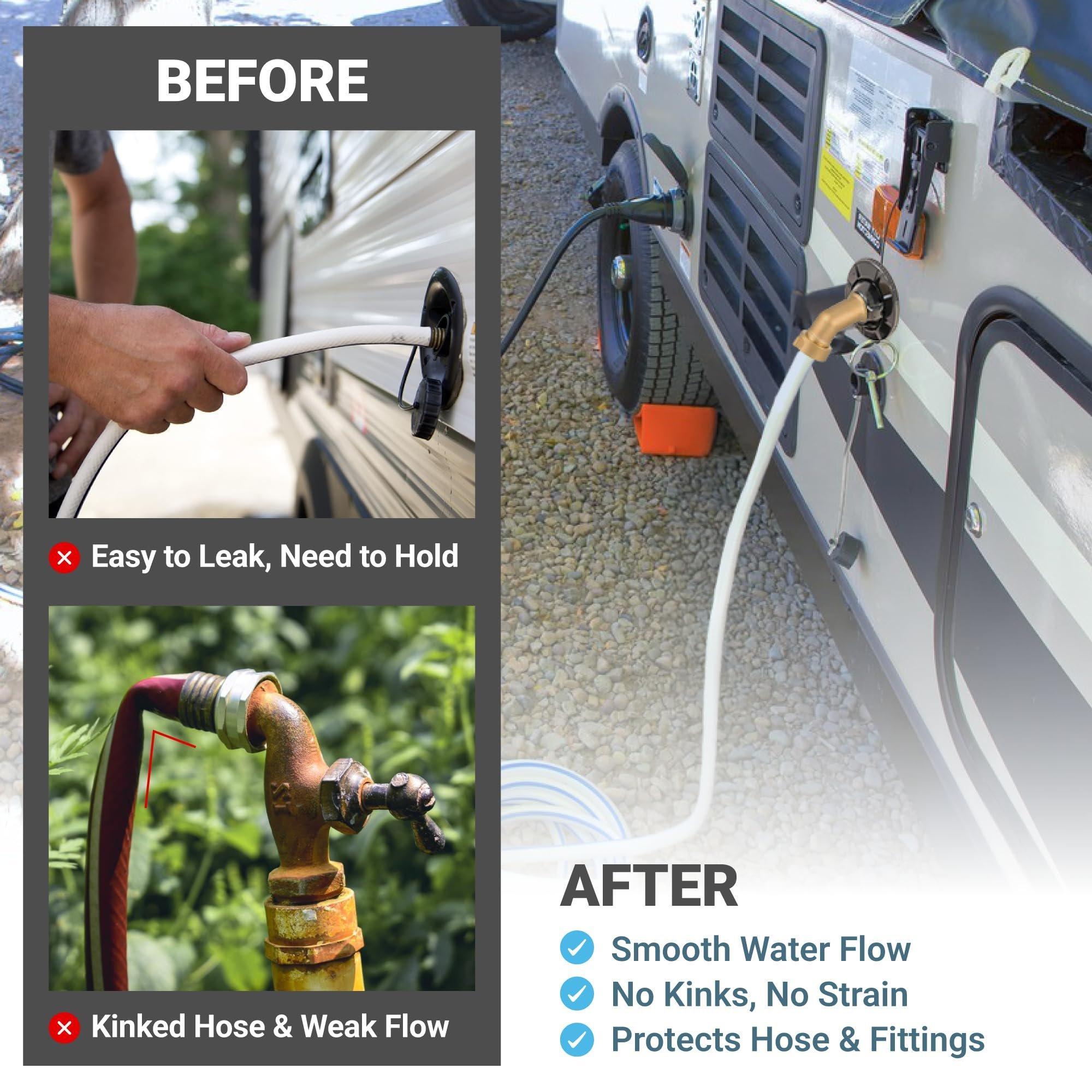 [Lifetime Warranty] 45 Degree Water Hose Elbows Adapter - Universal 3/4" GHT Anti-Kink Faucet Connector - Pack of 2 image 5