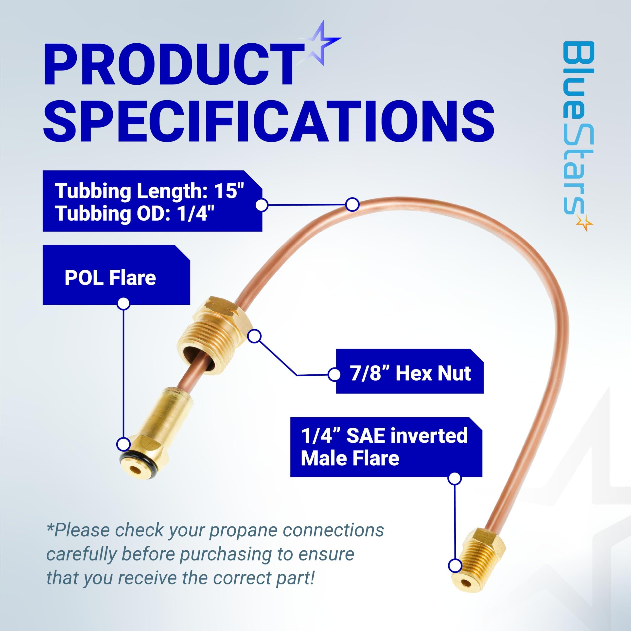[Lifetime Warranty] 15-inch Propane Regulator Copper Pigtail Hose - POL x 1/4" NPT Male Pipe Thread image 2