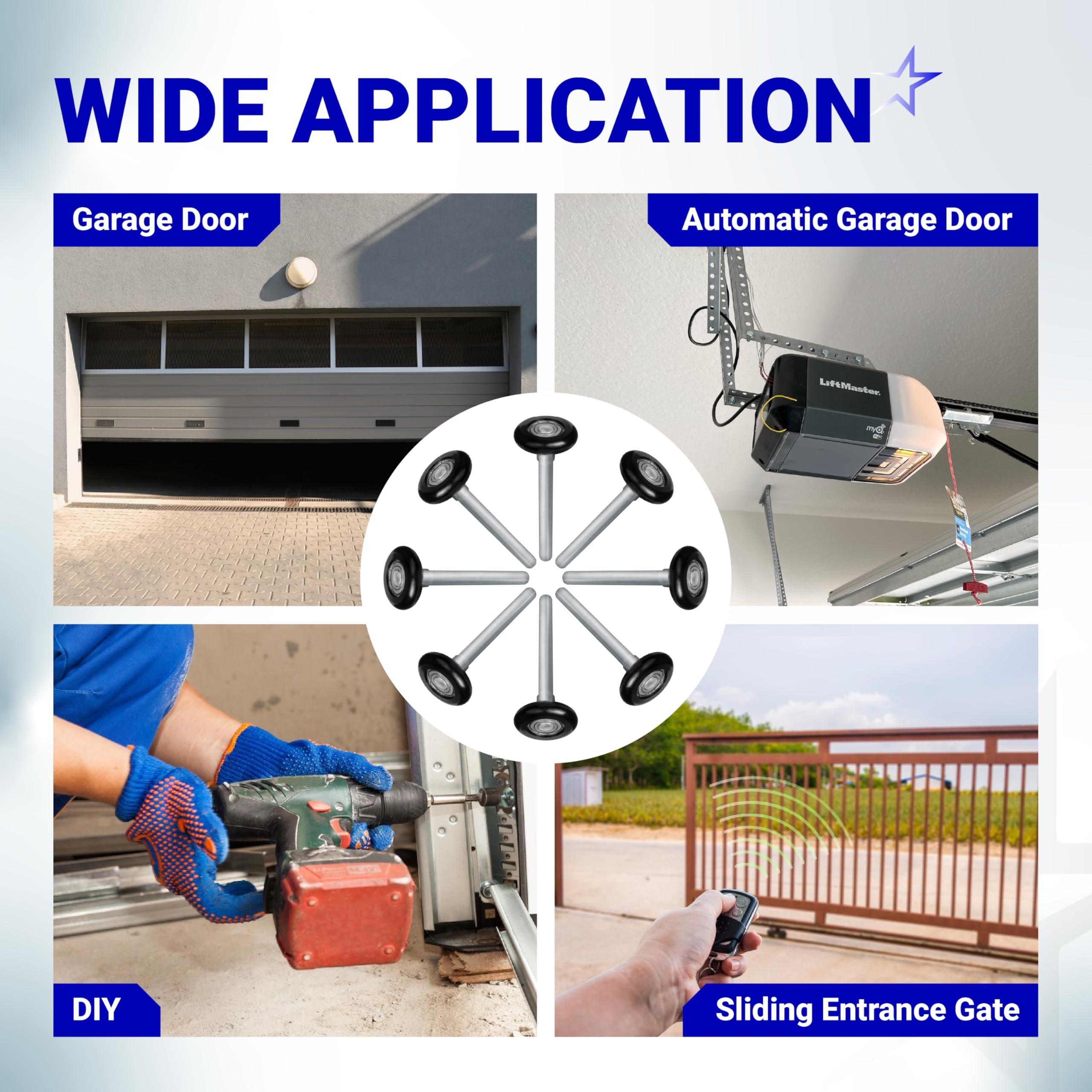 [Lifetime Warranty] 1.8" Nylon Garage Door Rollers with 4.7" Stem - 6200ZZ Sealed Bearing 8 Balls Design - Replacement for Standard 2" Track Garage Doors (Black) - Pack of 24 image 7