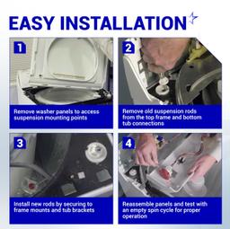 [Lifetime Warranty] WH16X10158 & WH16X10159 Washer Suspension Rod Set 28.5" - For GE, Hotpoint Washer - Replaces PS3654190 PS3654191 2754602 AP5632455 - Pack of 4 thumbnail 6