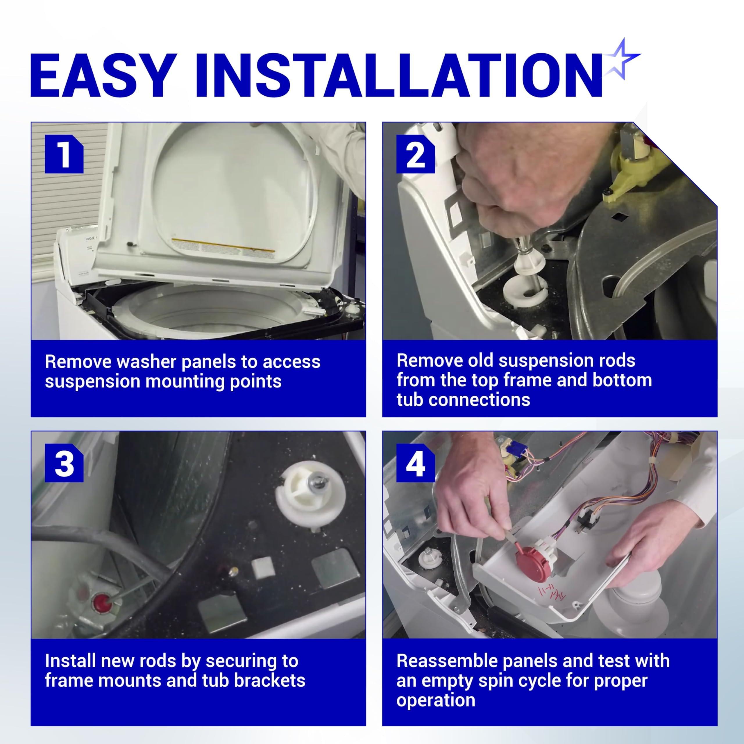 [Lifetime Warranty] WH16X10158 & WH16X10159 Washer Suspension Rod Set 28.5" - For GE, Hotpoint Washer - Replaces PS3654190 PS3654191 2754602 AP5632455 - Pack of 4 image 6