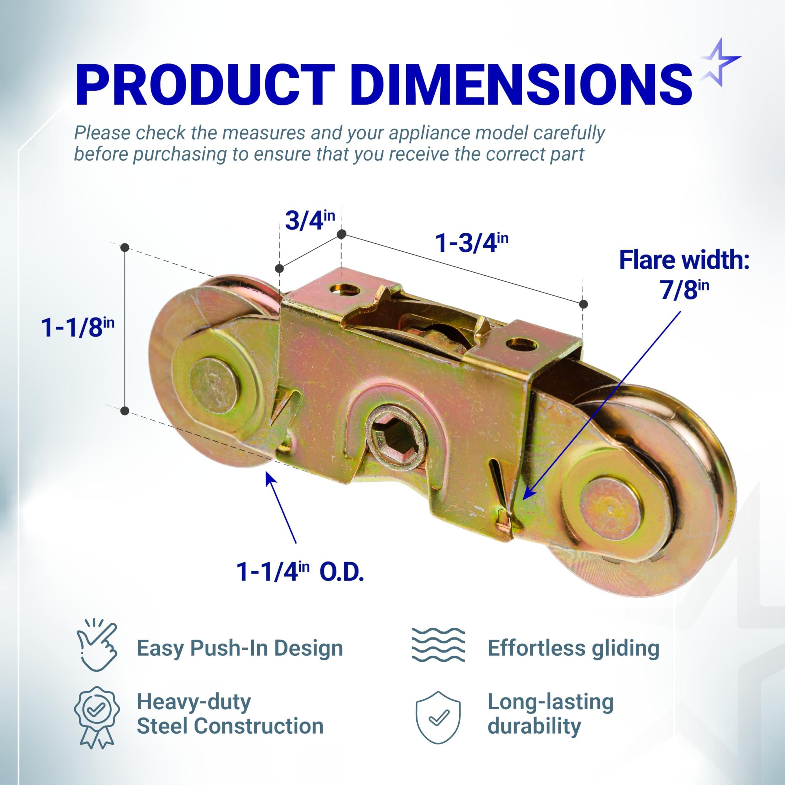 [Lifetime Warranty] Gliding Patio Door Tandem Roller Assembly - Replaces #1997061 (1982 to P) #1273704 (1964 to 1982) 1-1/4" Steel Ball Bearing - Pack of 2 image 1