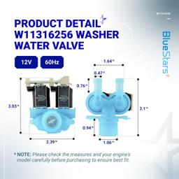 [Lifetime Warranty] W11036930 W11316256 Washer Water Inlet Valve - Compatible with Maytag Whirlpool Amana Inglis Washer - Replaces parts W11688995, 4929298, AP6835737, PS12711564, EAP12711564, and more thumbnail 2