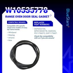 [Lifetime Warranty] W10535778 Range Oven Door Seal Gasket - Compatible with Whirlpool Maytag Amana and Ikea - Rubber Door Seal replaces AP6022735 WPW10535778 3449335 PS11756072 EAP1175607 thumbnail 1