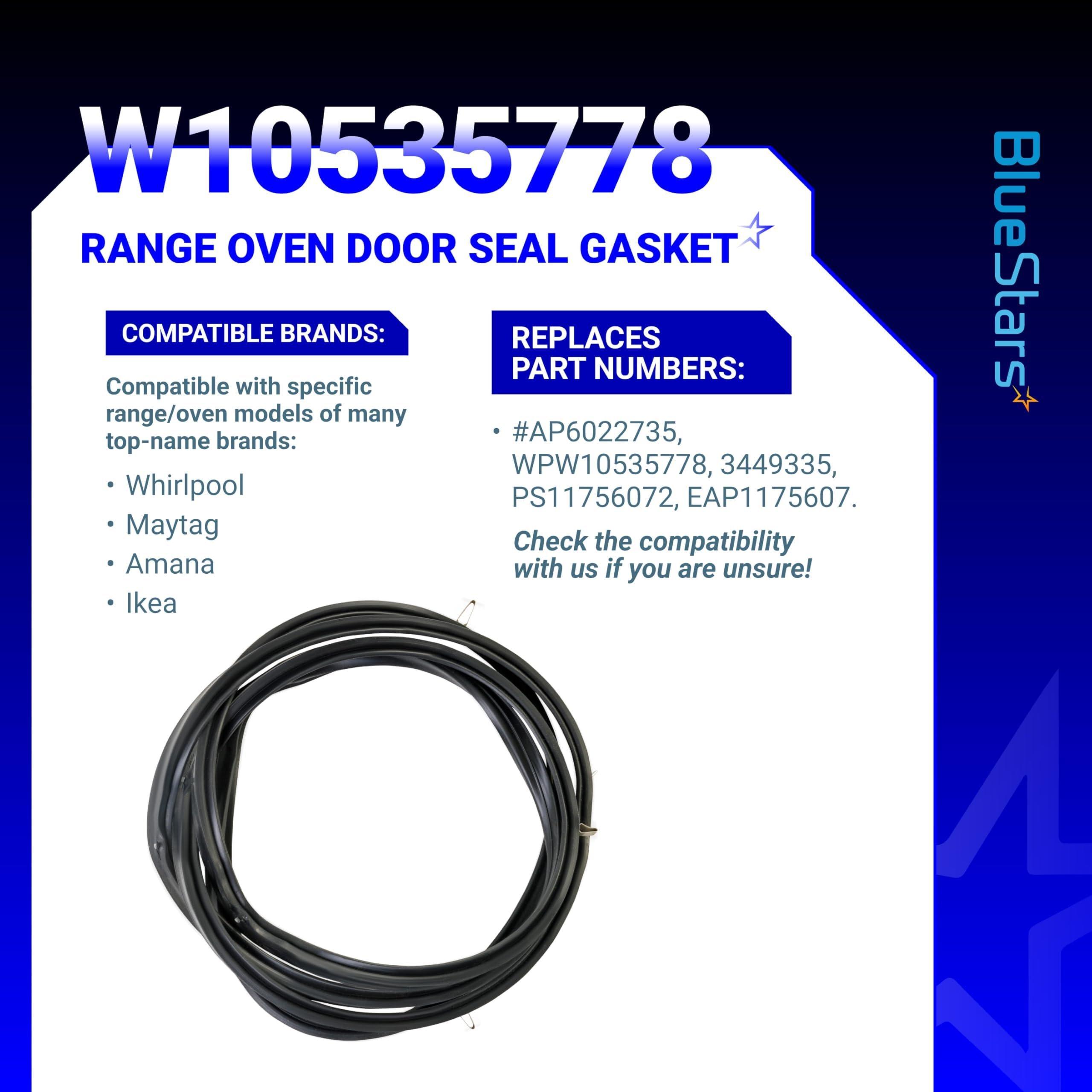 [Lifetime Warranty] W10535778 Range Oven Door Seal Gasket - Compatible with Whirlpool Maytag Amana and Ikea - Rubber Door Seal replaces AP6022735 WPW10535778 3449335 PS11756072 EAP1175607 image 1