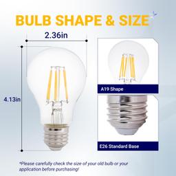 [Lifetime Warranty] 12V LED Light Bulb 6W 600Lm A19 E26 Base, Low Voltage 12-24V AC/DC 60W Equivalent, Warm White 2700K - Pack of 6 thumbnail 3