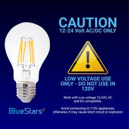 [Lifetime Warranty] 12V LED Light Bulb 6W 600Lm A19 E26 Base, Low Voltage 12-24V AC/DC 60W Equivalent, Warm White 2700K - Pack of 6 thumbnail 1