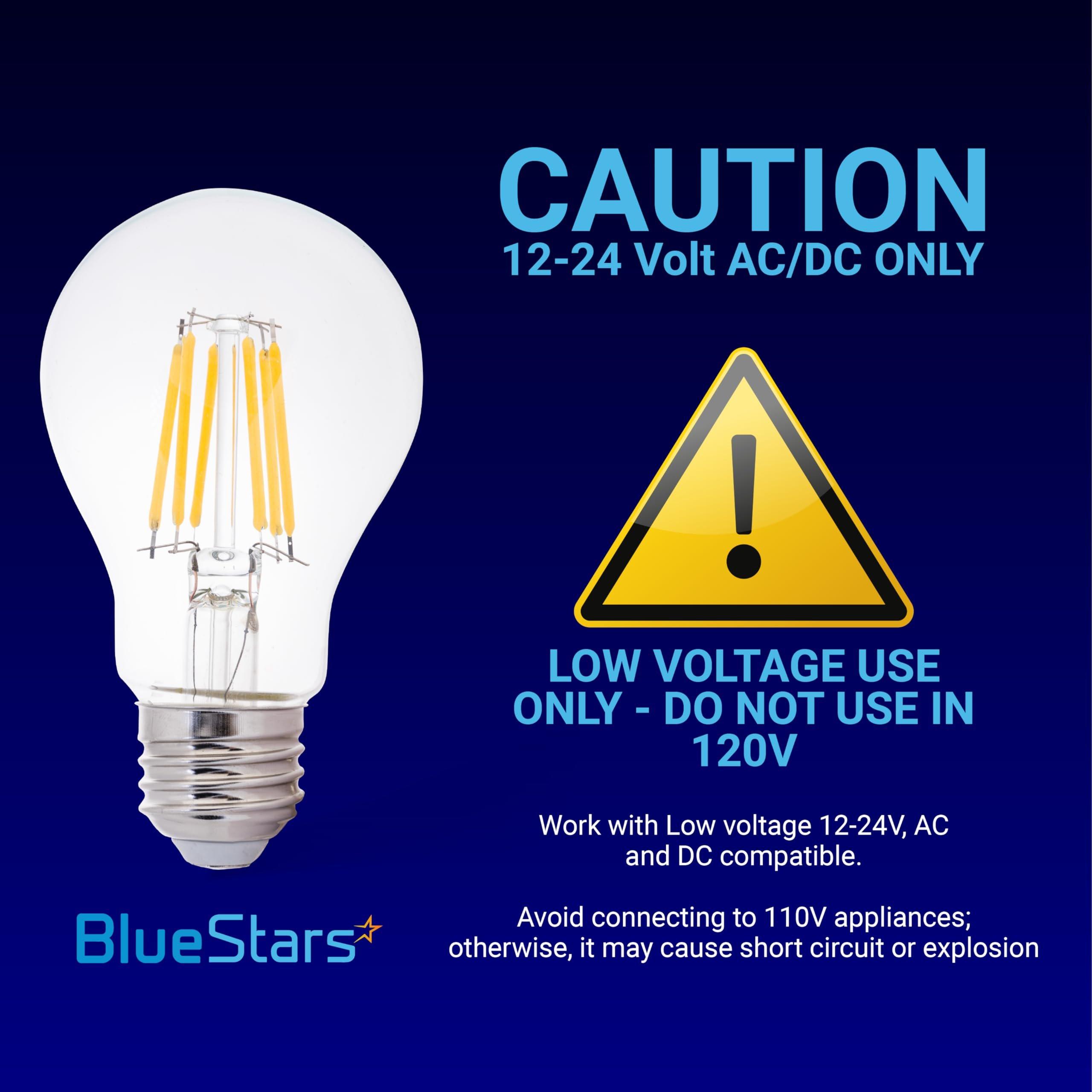 [Lifetime Warranty] 12V LED Light Bulb 6W 600Lm A19 E26 Base, Low Voltage 12-24V AC/DC 60W Equivalent, Warm White 2700K - Pack of 6 image 1