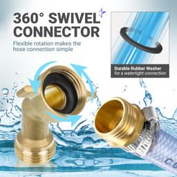 [Lifetime Warranty] 45 Degree Water Hose Elbows Adapter - Universal 3/4" GHT Anti-Kink Faucet Connector - Pack of 2 thumbnail 3