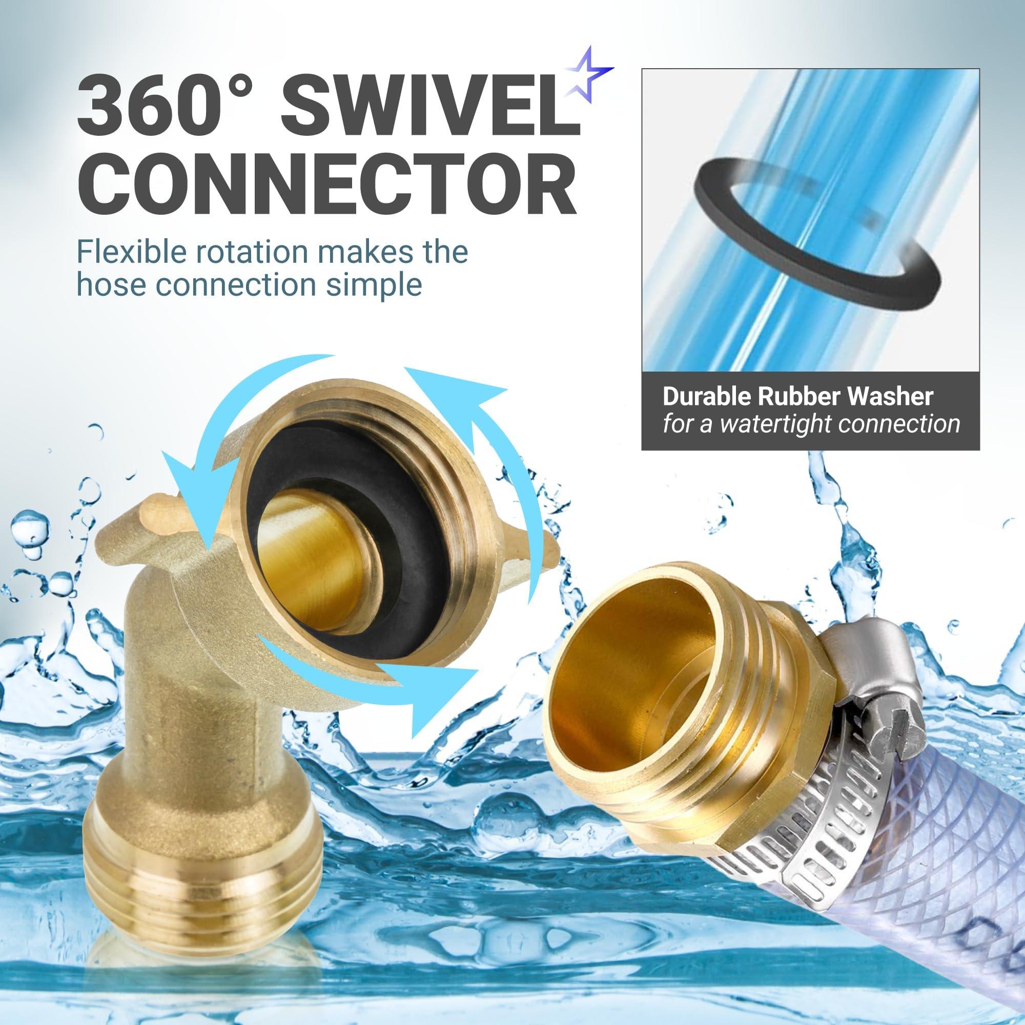 [Lifetime Warranty] 45 Degree Water Hose Elbows Adapter - Universal 3/4" GHT Anti-Kink Faucet Connector - Pack of 2 image 3