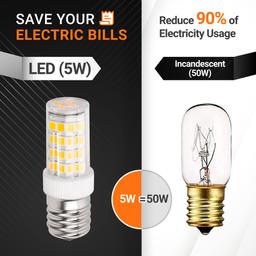 [Lifetime Warranty] 5W E17 LED Bulb 8206232A Dimmable LED Light Bulbs, 6000K Cold Daylight, 40W Equivalent, 75V-130V, 400 lumens - Pack of 6 thumbnail 4