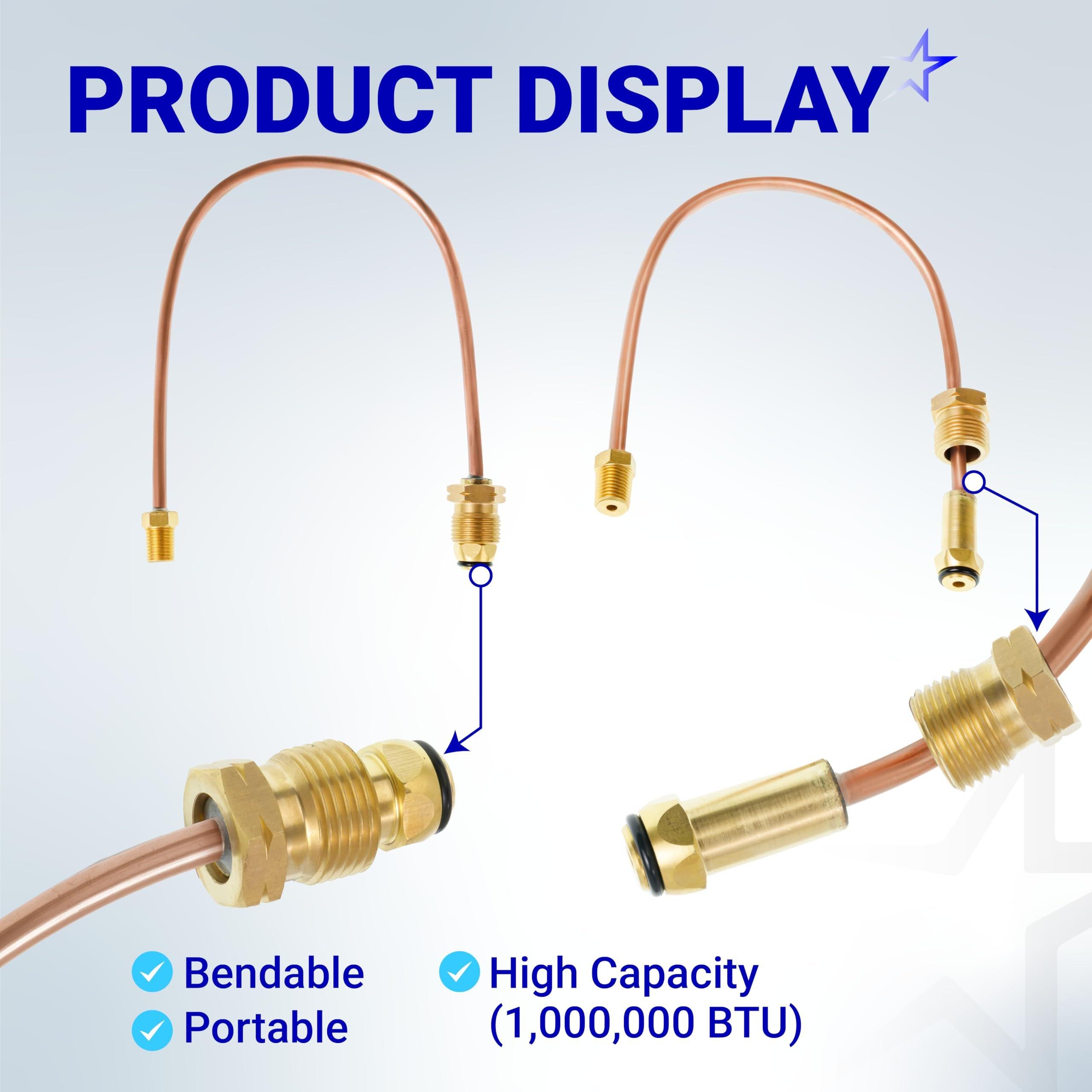 [Lifetime Warranty] 15-inch Propane Regulator Copper Pigtail Hose - POL x 1/4" NPT Male Pipe Thread image 3
