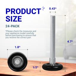 [Lifetime Warranty] 1.8" Nylon Garage Door Rollers with 4.7" Stem - 6200ZZ Sealed Bearing 8 Balls Design - Replacement for Standard 2" Track Garage Doors (Black) - Pack of 24 thumbnail 1