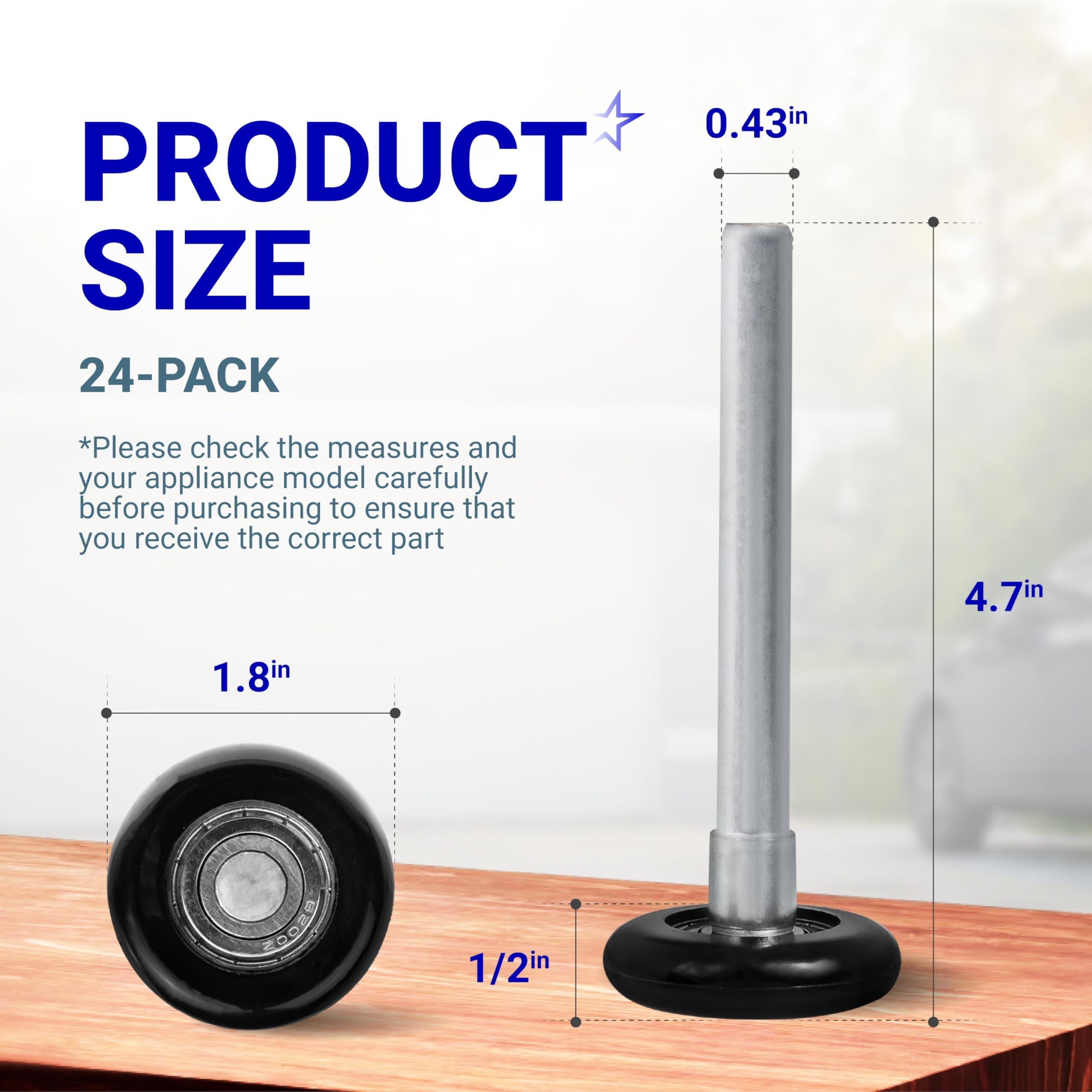 [Lifetime Warranty] 1.8" Nylon Garage Door Rollers with 4.7" Stem - 6200ZZ Sealed Bearing 8 Balls Design - Replacement for Standard 2" Track Garage Doors (Black) - Pack of 24 image 1