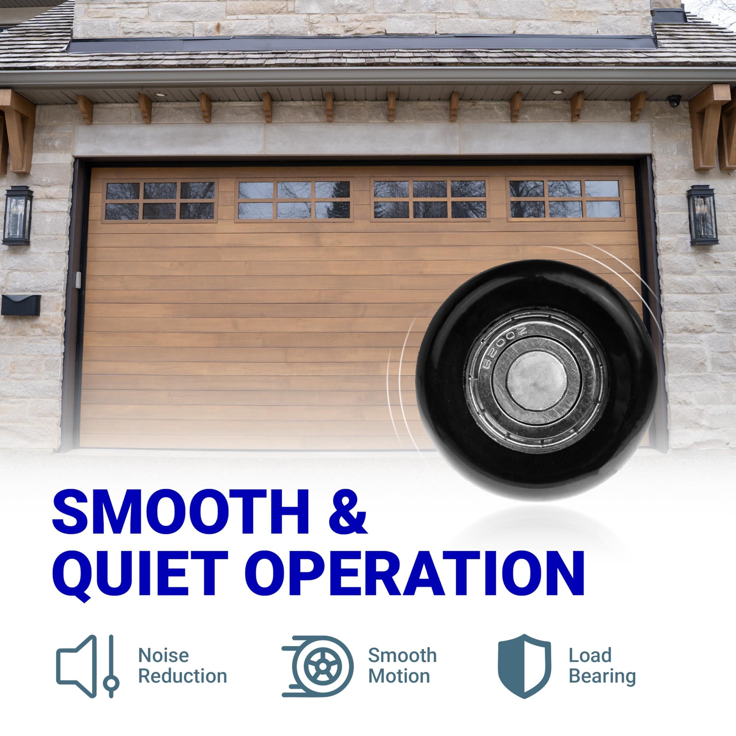 [Lifetime Warranty] 1.8" Nylon Garage Door Rollers with 4.7" Stem - 6200ZZ Sealed Bearing 8 Balls Design - Replacement for Standard 2" Track Garage Doors (Black) - Pack of 24 image 2