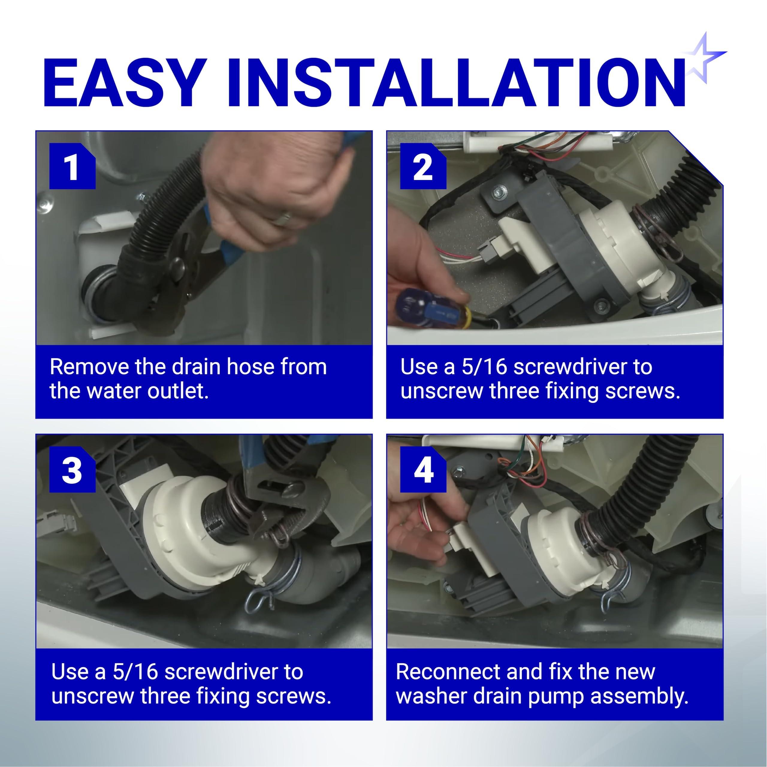 [Lifetime Warranty] W11396717 Washer Drain Pump - Compatible with Whirlpool Kenmore Maytag Washing Machine WTW5100 - Replaces B25-3A04 W11263349 4960510 AP6974116 PS12731177 EAP12731177 image 5