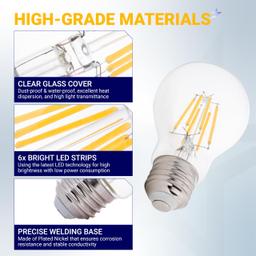 [Lifetime Warranty] 12V LED Light Bulb 6W 600Lm A19 E26 Base, Low Voltage 12-24V AC/DC 60W Equivalent, Warm White 2700K - Pack of 6 thumbnail 5