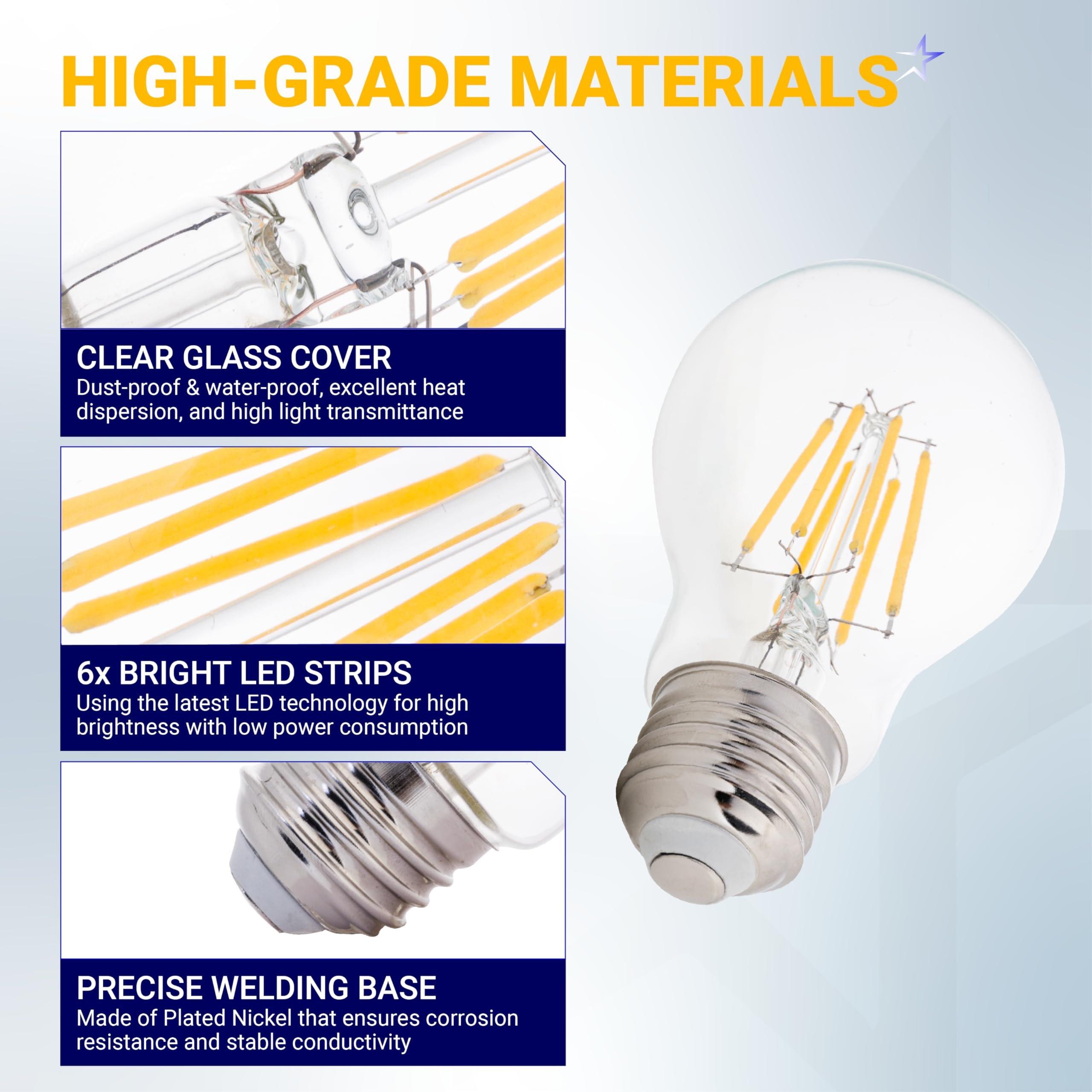 [Lifetime Warranty] 12V LED Light Bulb 6W 600Lm A19 E26 Base, Low Voltage 12-24V AC/DC 60W Equivalent, Warm White 2700K - Pack of 6 image 5