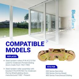 [Lifetime Warranty] Gliding Patio Door Tandem Roller Assembly - Replaces #1997061 (1982 to P) #1273704 (1964 to 1982) 1-1/4" Steel Ball Bearing - Pack of 2 thumbnail 2