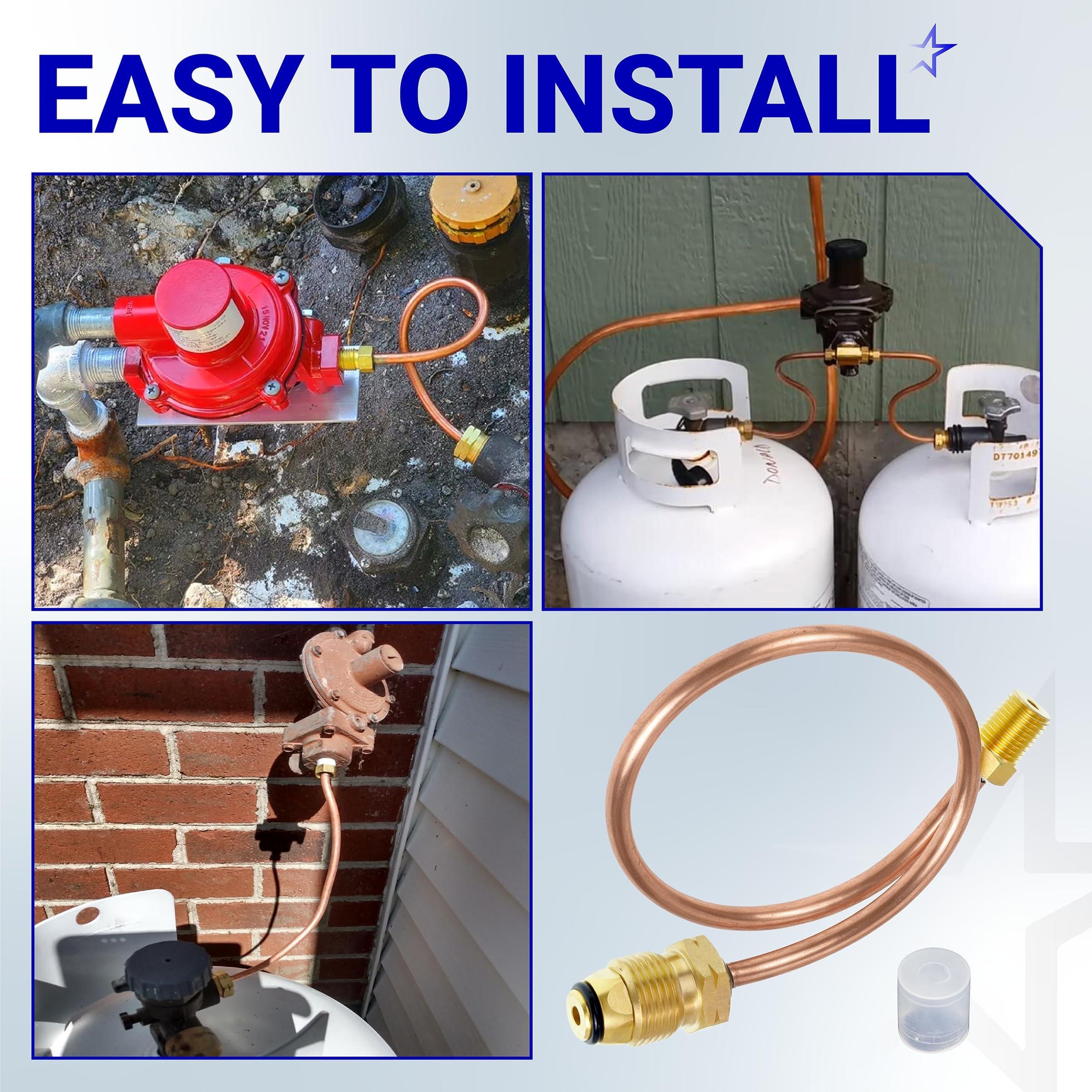 [Lifetime Warranty] 15-inch Propane Regulator Copper Pigtail Hose - POL x 1/4" NPT Male Pipe Thread image 4