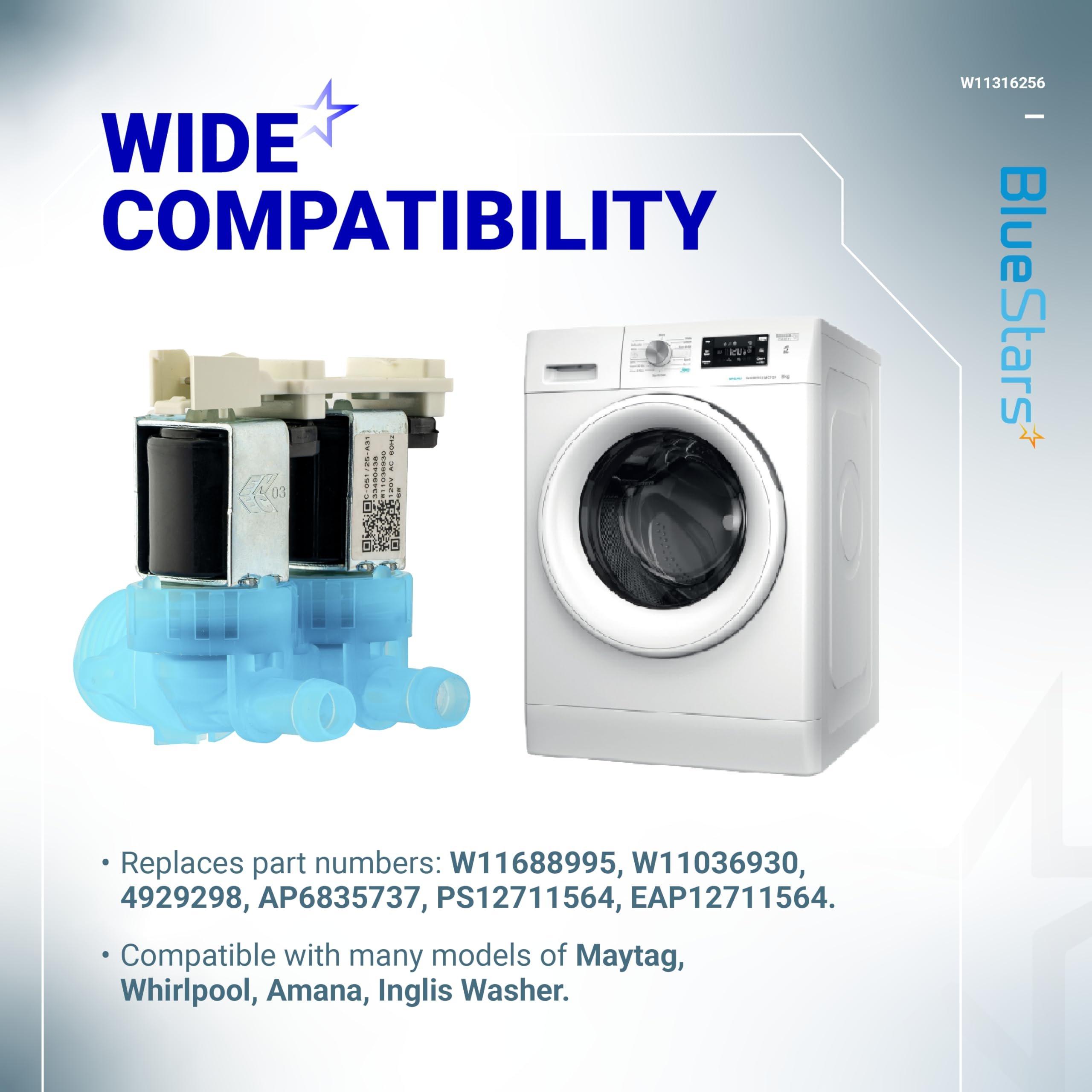 [Lifetime Warranty] W11036930 W11316256 Washer Water Inlet Valve - Compatible with Maytag Whirlpool Amana Inglis Washer - Replaces parts W11688995, 4929298, AP6835737, PS12711564, EAP12711564, and more image 1