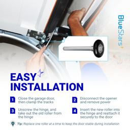 [Lifetime Warranty] 1.8" Nylon Garage Door Rollers with 4.7" Stem - 6200ZZ Sealed Bearing 8 Balls Design - Replacement for Standard 2" Track Garage Doors (Black) - Pack of 24 thumbnail 5