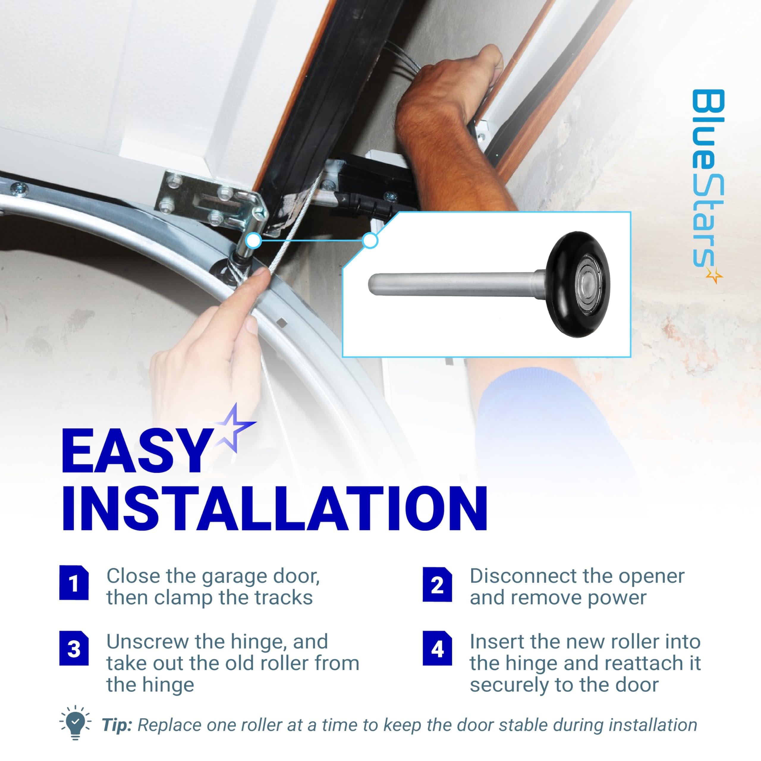 [Lifetime Warranty] 1.8" Nylon Garage Door Rollers with 4.7" Stem - 6200ZZ Sealed Bearing 8 Balls Design - Replacement for Standard 2" Track Garage Doors (Black) - Pack of 24 image 5