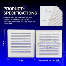 [Lifetime Warranty] C350GN S97017068 Bathroom Ceiling Fan Grille with Springs - 9-1/8" x 8-3/4" thumbnail 2