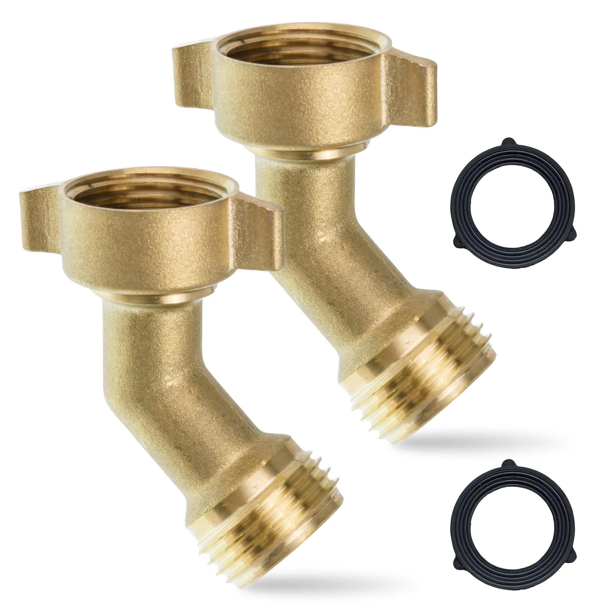 [Lifetime Warranty] 45 Degree Water Hose Elbows Adapter - Universal 3/4" GHT Anti-Kink Faucet Connector - Pack of 2 image 0