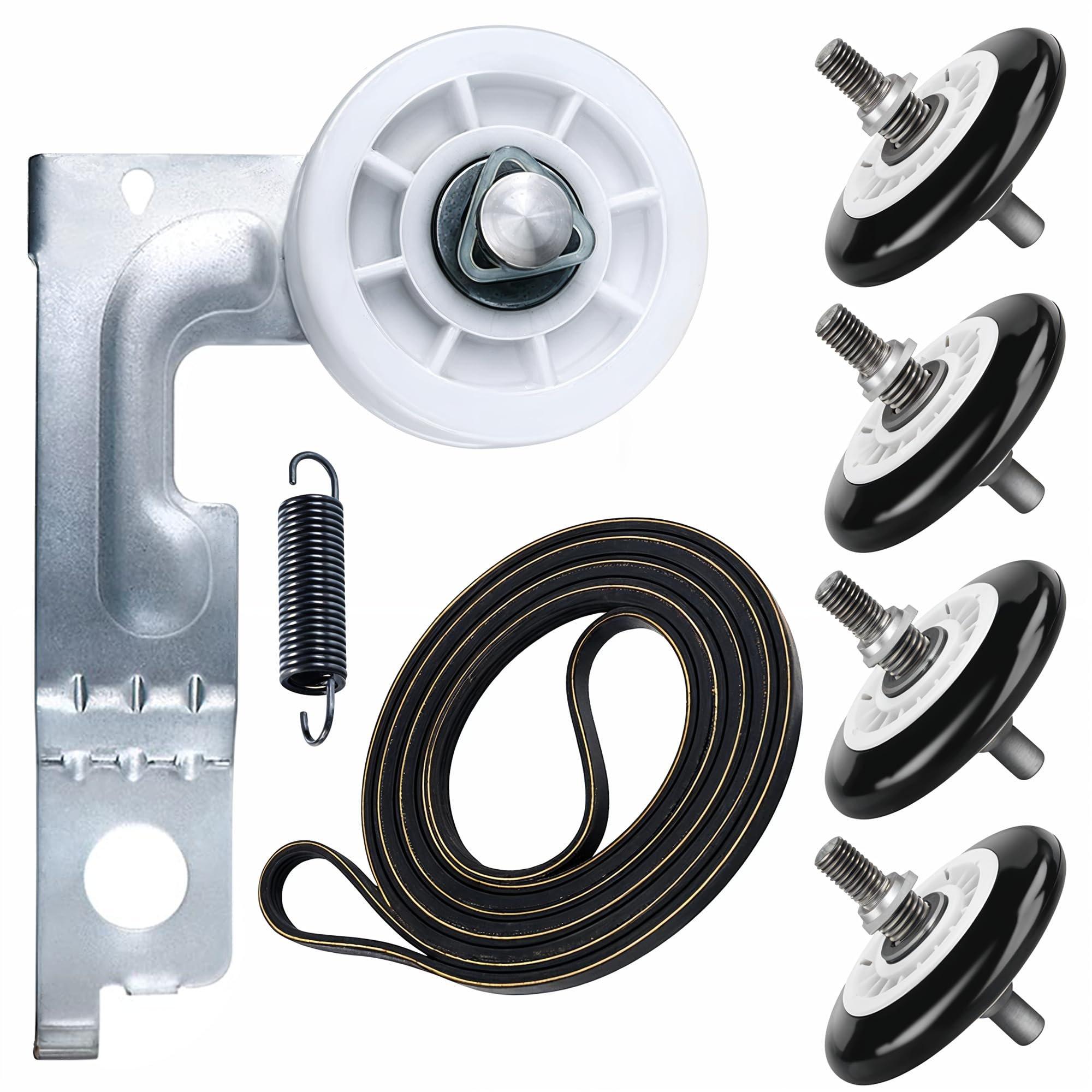 [Lifetime Warranty] Dryer Roller Repair Kit for LG Kenmore DLE0442W DLGX3371W DLE5977W DLE2516W DLE2301R DLE5955W Dryers - Includes 4581EL2002C Drum Rollers 4561EL3002A Idler Pulley 4400EL2001A Belt & Spring image 0