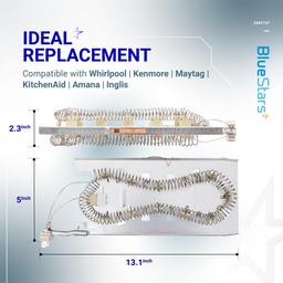 [Lifetime Warranty] 3387747 W11344457 Dryer Heating Element - Compatible with Whirlpool Kenmore Maytag KitchenAid - Replaces WP3387747 PS11741416 AP6008281 W11045584 80003 MEDC700VW0 GEW9200lW1 - Pack of 2 thumbnail 2