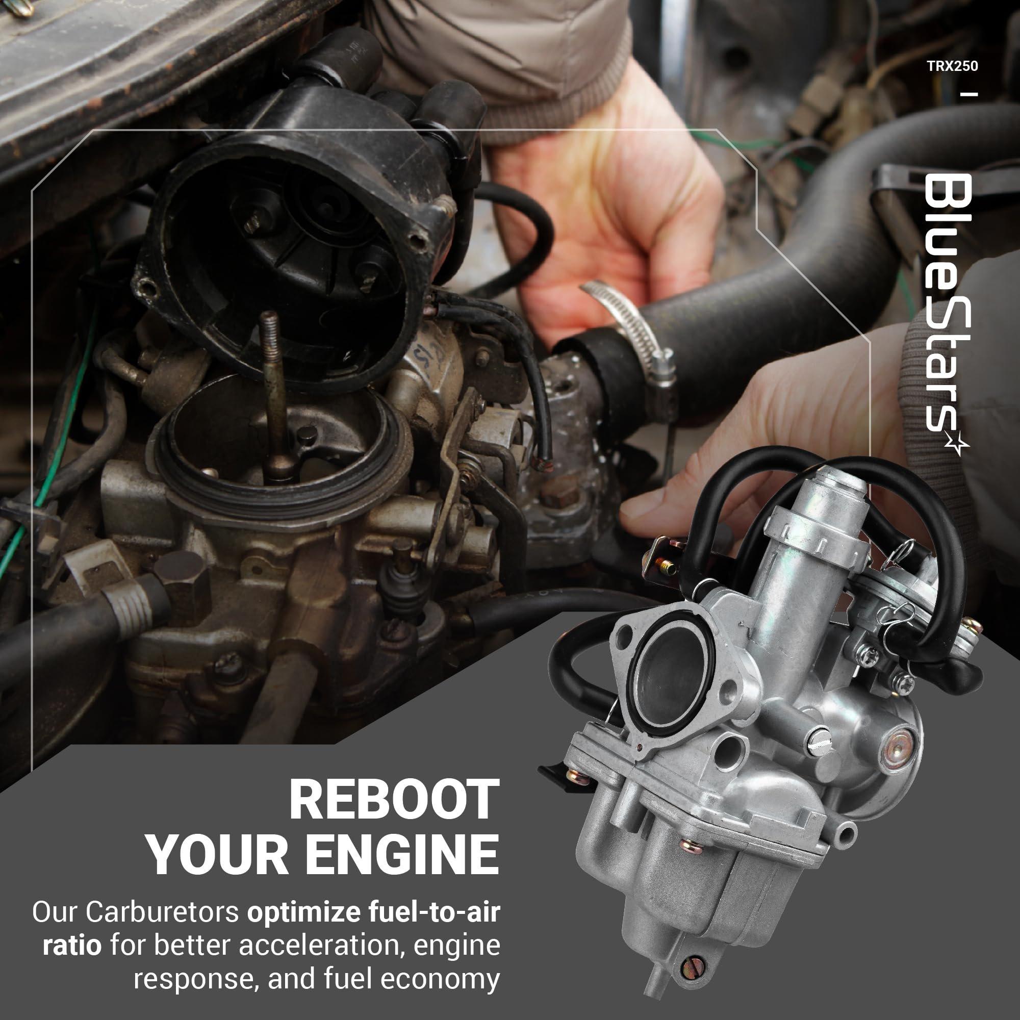 [Lifetime Warranty] TRX250 Carburetor Kit - Compatible with Honda TRX 250 Recon (TRX250TM, TRX250TE) ATV - Replaces 16100-HM8-B01, Includes Petcock, Air Filter, Fuel Filter, Oil Filter, Spark Plug, Lever Screw image 3