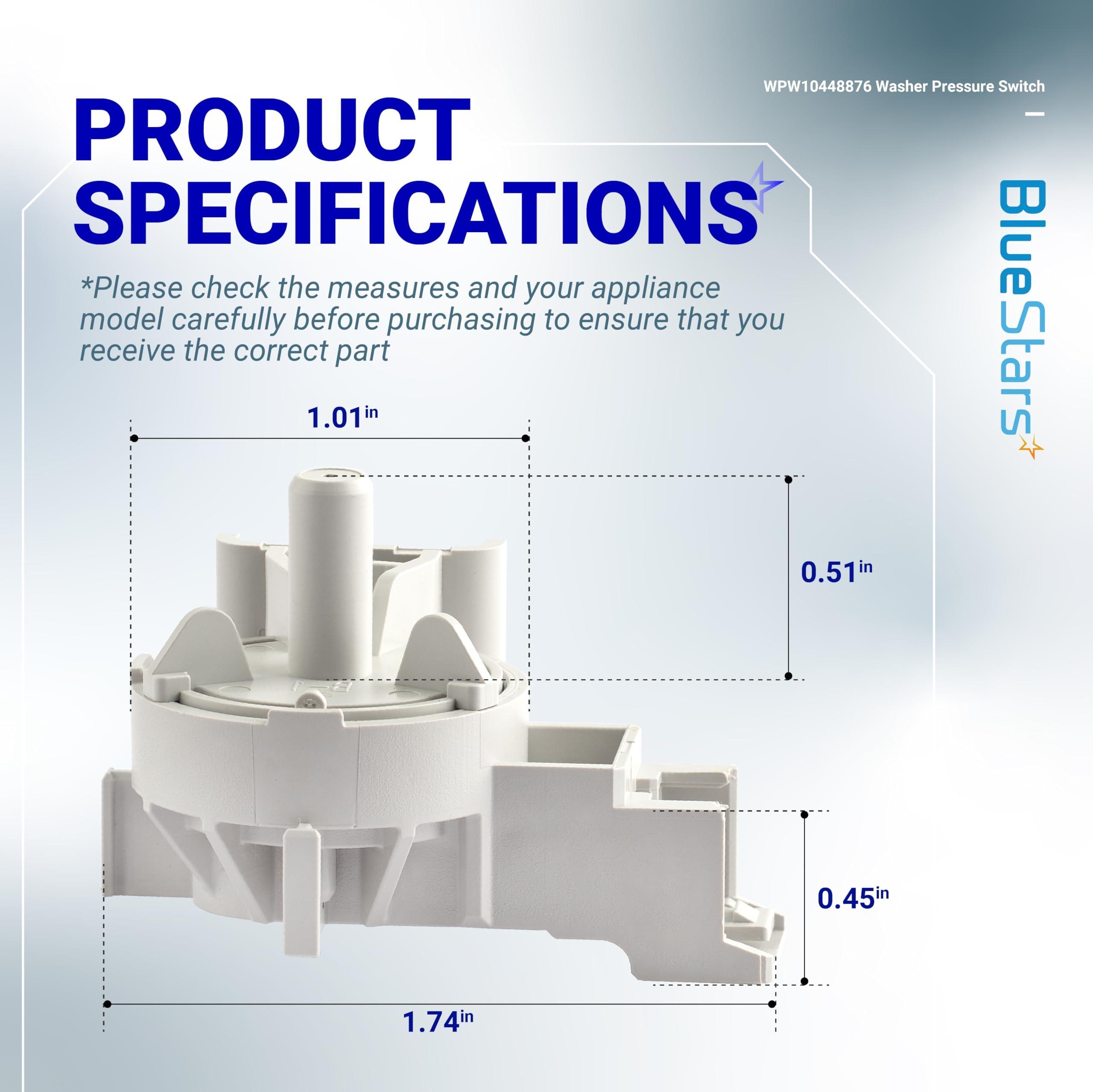 [Lifetime Warranty] WPW10448876 Washer Water Level Pressure Switch - Compatible with Whirlpool, Maytag, Amana, Kenmore Washer - W10448876 10448876 2312075 AP6021553 PS11754877 WPW10448876VP image 2