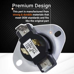 [Lifetime Warranty] WP3387134 3387134 Dryer Cycling Thermostat - Fit for Whirlpool Kenmore Dryers - Replaces AP6008270 306910 3387135 3387139 ET187 PS11741405 - Pack of 4 thumbnail 1