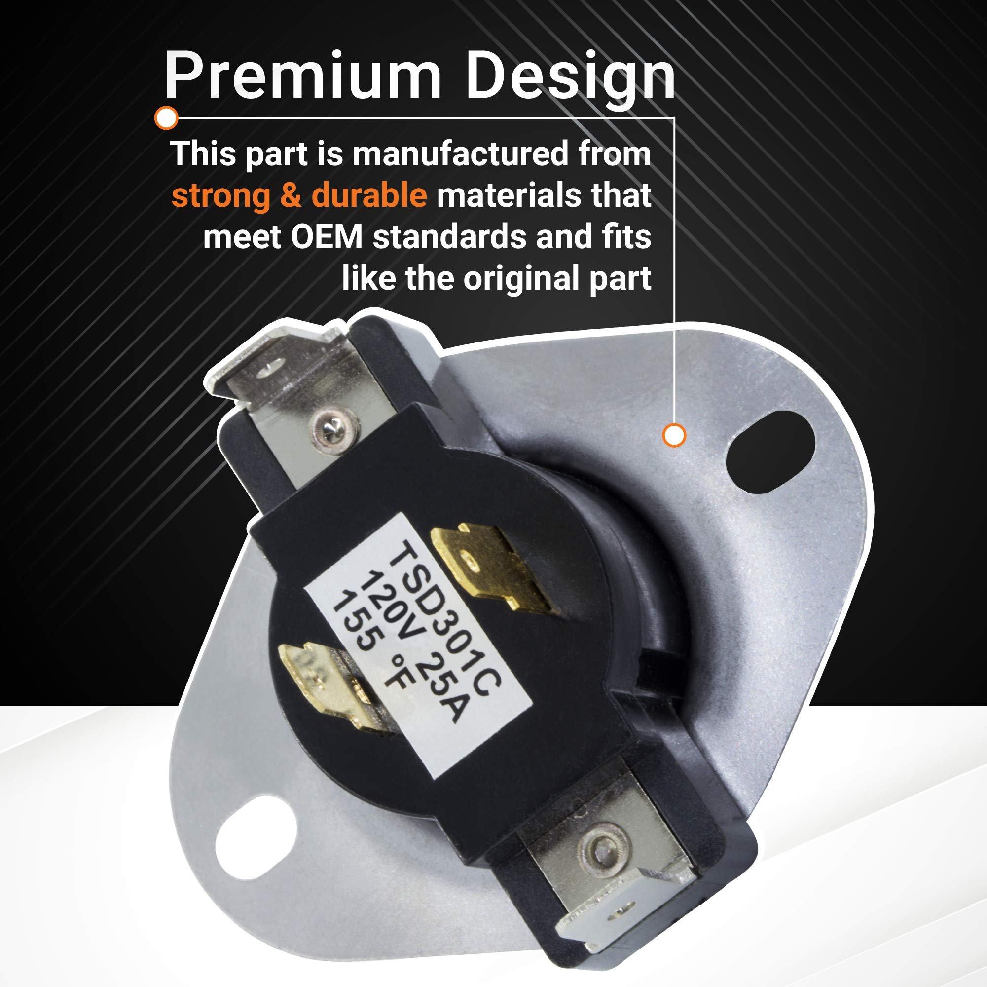 [Lifetime Warranty] WP3387134 3387134 Dryer Cycling Thermostat - Fit for Whirlpool Kenmore Dryers - Replaces AP6008270 306910 3387135 3387139 ET187 PS11741405 - Pack of 4 image 1