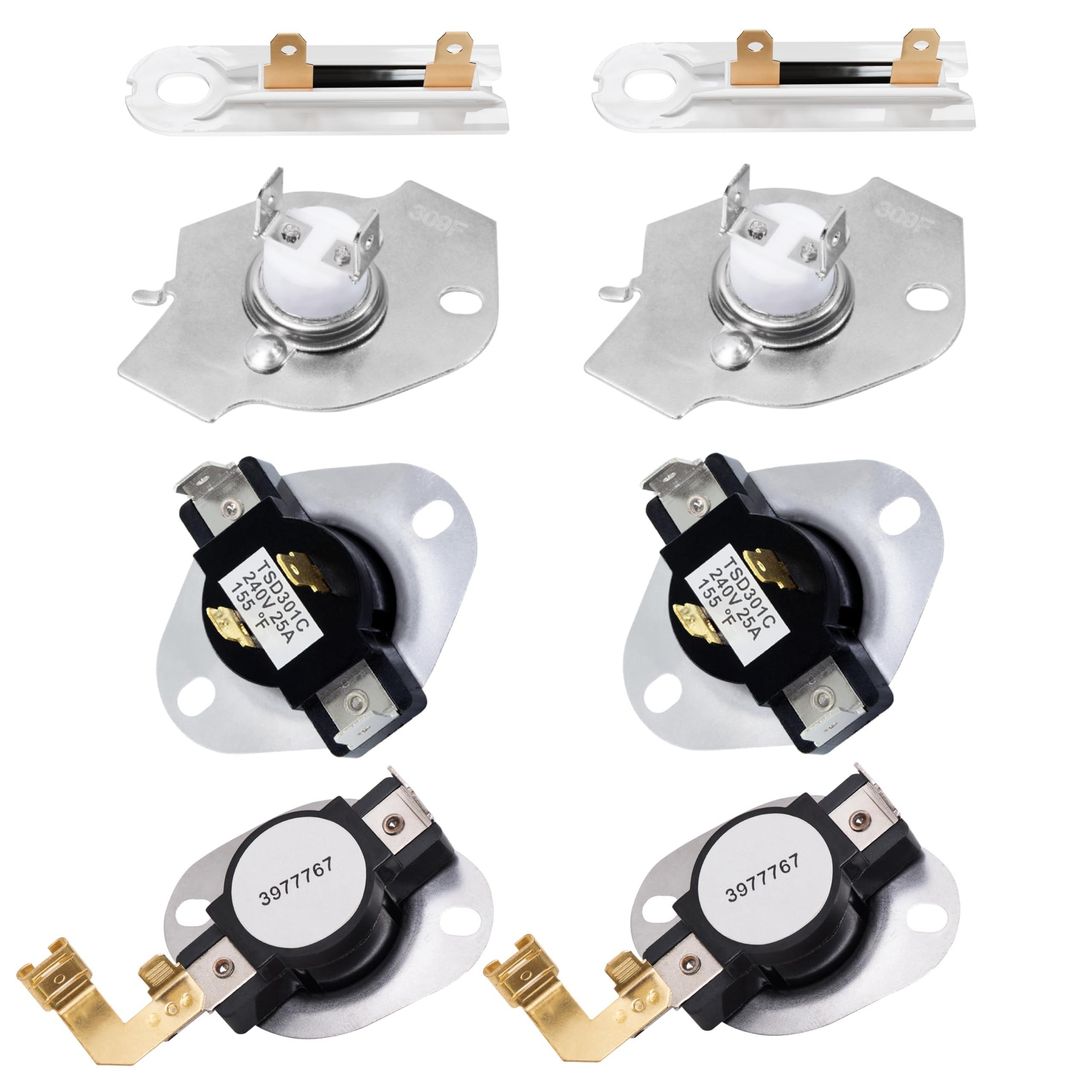 [Lifetime Warranty] 3387134 Cycling Thermostat 3392519 Dryer Thermal Fuse 3977393 Thermal Cut-off Switch 3977767 High-limit Thermostat Kit - Fit for Whirlpool Kenmore Maytag Dryers - Pack of 2 image 0