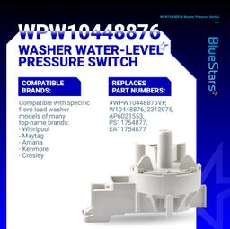 [Lifetime Warranty] WPW10448876 Washer Water Level Pressure Switch - Compatible with Whirlpool, Maytag, Amana, Kenmore Washer - W10448876 10448876 2312075 AP6021553 PS11754877 WPW10448876VP thumbnail 1