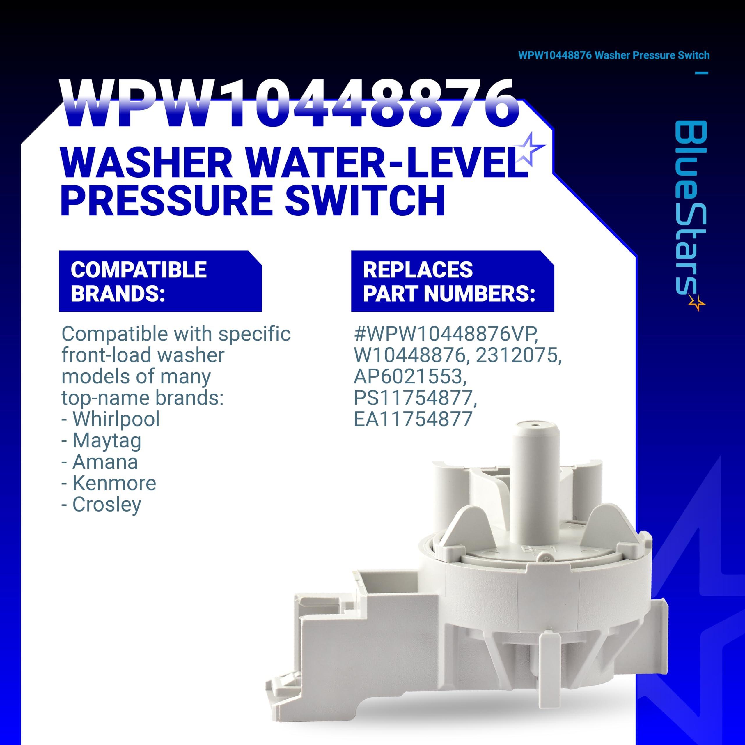 [Lifetime Warranty] WPW10448876 Washer Water Level Pressure Switch - Compatible with Whirlpool, Maytag, Amana, Kenmore Washer - W10448876 10448876 2312075 AP6021553 PS11754877 WPW10448876VP image 1