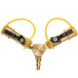 [Lifetime Warranty] 1/4" RV Propane Quick Connect Y Splitter Adapter with Shutoff Valve thumbnail 0