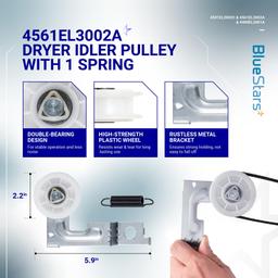 [Lifetime Warranty] Dryer Roller Repair Kit for LG Kenmore DLE0442W DLGX3371W DLE5977W DLE2516W DLE2301R DLE5955W Dryers - Includes 4581EL2002C Drum Rollers 4561EL3002A Idler Pulley 4400EL2001A Belt & Spring thumbnail 3