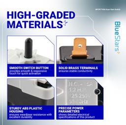 [Lifetime Warranty] 3977456 WP3977456 Dryer Start Switch for Kenmore, Whirlpool, Maytag, Amana Dryers - Replaces AP6009036, PS11742178, EAP11742178, 898073 thumbnail 4