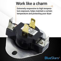 [Lifetime Warranty] WP3387134 3387134 Dryer Cycling Thermostat - Fit for Whirlpool Kenmore Dryers - Replaces AP6008270 306910 3387135 3387139 ET187 PS11741405 - Pack of 4 thumbnail 2