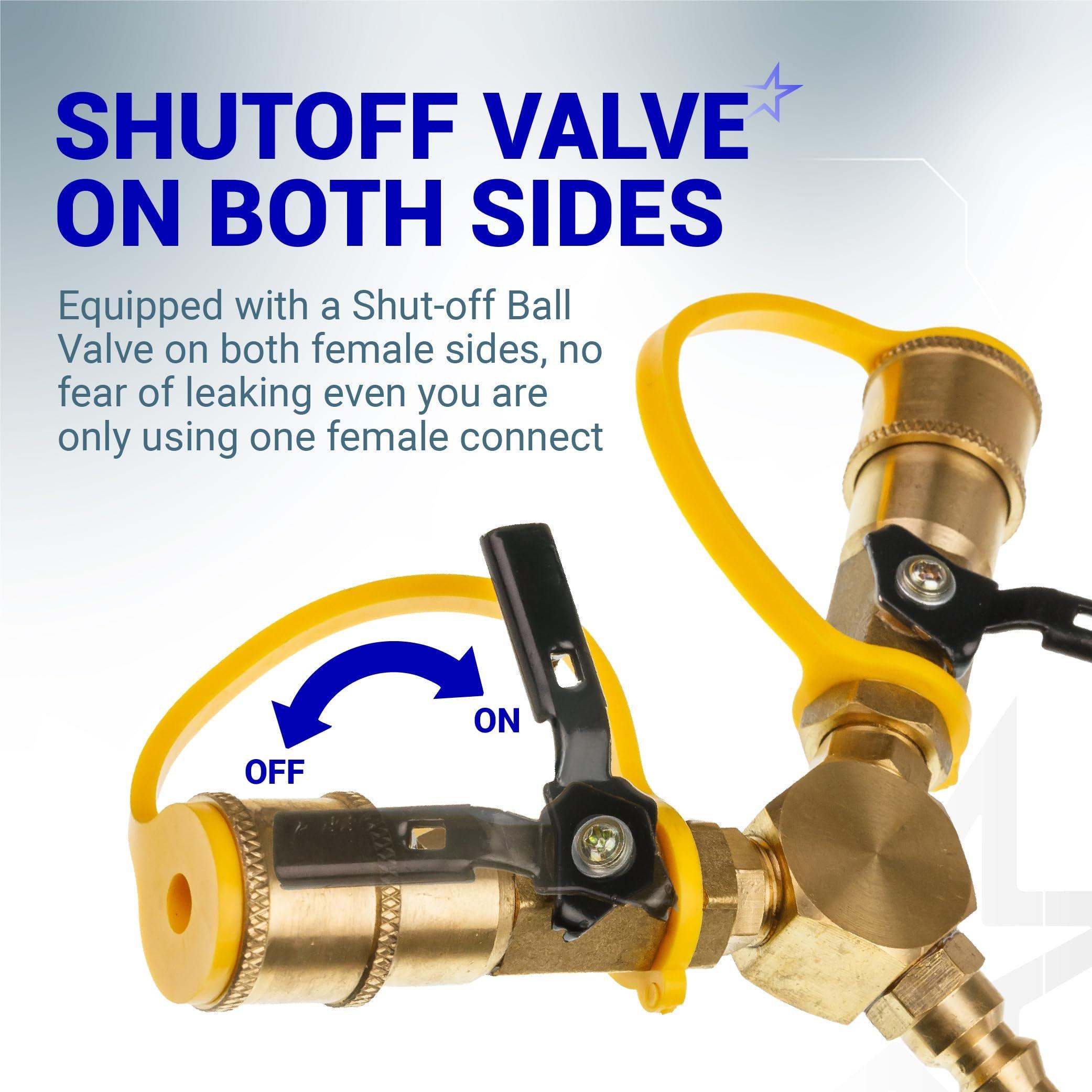 [Lifetime Warranty] 1/4" RV Propane Quick Connect Y Splitter Adapter with Shutoff Valve image 6