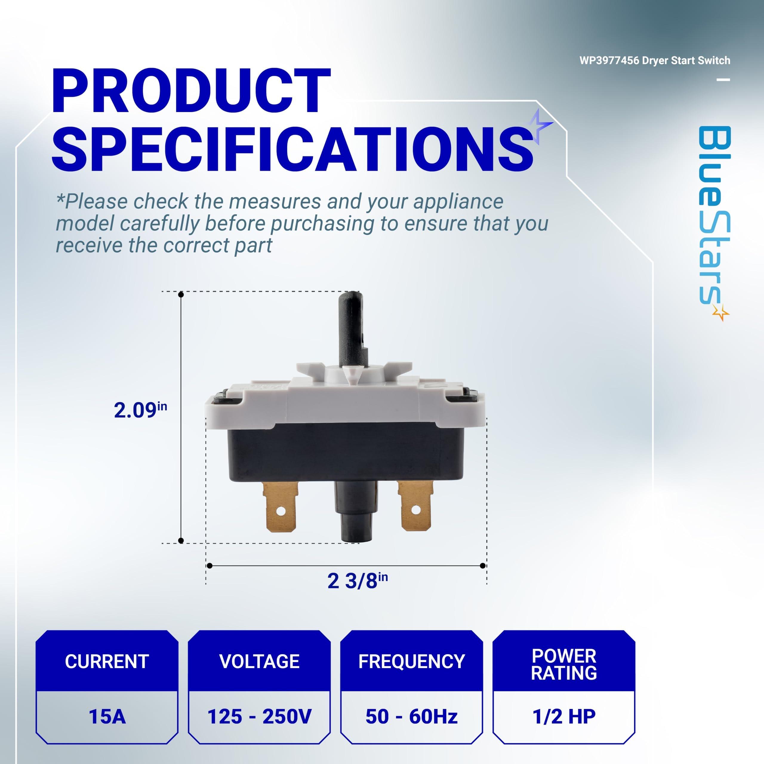 [Lifetime Warranty] 3977456 WP3977456 Dryer Start Switch for Kenmore, Whirlpool, Maytag, Amana Dryers - Replaces AP6009036, PS11742178, EAP11742178, 898073 image 2